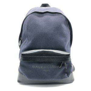 AUTH BALENCIAGA 392007 Backpack-Bag Canvas x Leather Navy/Black